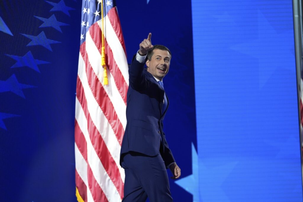 Former US Secretary of Transportation Pete Buttigieg will be in Cedar Rapids in May for town hall focused on veterans issues. (AP/Paul Sancya)